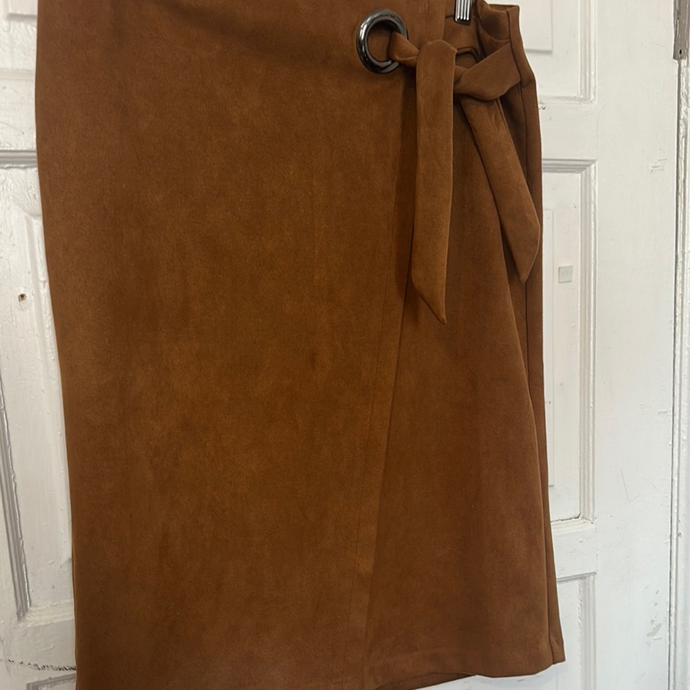 Soho Apparel Brown Wrap Pencil Skirt
